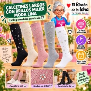 RI-ML-01080 Calcetines Largos con Brillos Mujer Moda Lina Diseño 600325