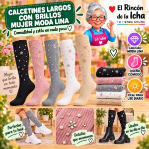 RI-ML-01081 Calcetines Largos con Brillos Mujer Moda Lina Diseño 600347