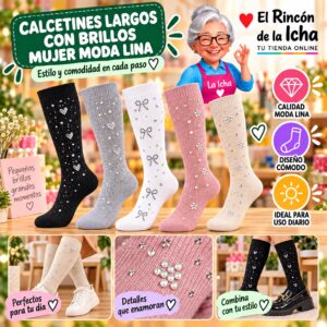 RI-ML-01086 Calcetines Largos con Brillos Mujer Moda Lina Diseño 600335