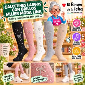 RI-ML-01088 Calcetines Largos con Brillos Mujer Moda Lina Diseño 600326