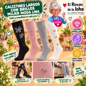 RI-ML-01089 Calcetines Largos con Brillos Mujer Moda Lina Diseño 600348