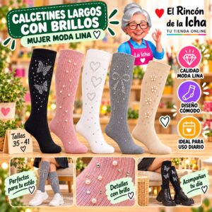 RI-ML-01094 Calcetines Largos con Brillos Mujer Moda Lina Diseño 600322