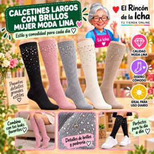 RI-ML-01095 Calcetines Largos con Brillos Mujer Moda Lina Diseño 600323