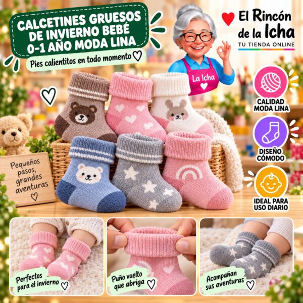 Calcetines Gruesos de Invierno Bebé 0-1 Año Moda Lina Diseño 600491