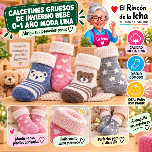 Calcetines Gruesos de Invierno Bebé 0-1 Año Moda Lina Diseño 600497