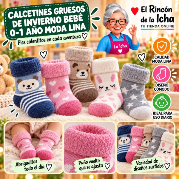 RI-ML-01101 Calcetines Gruesos de Invierno Bebé 0-1 Año Moda Lina Diseño 600499