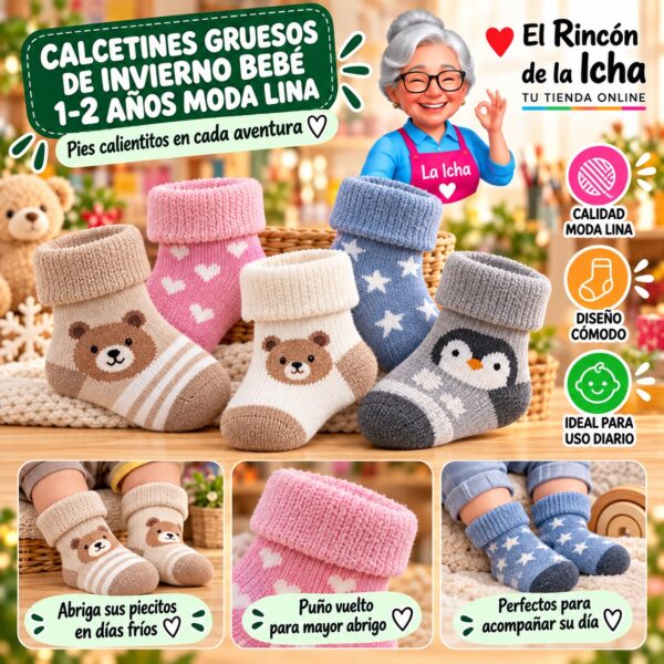 RI-ML-01106 Calcetines Gruesos de Invierno Bebé 1-2 Años Moda Lina Diseño 600500