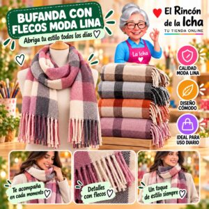 Bufanda con Flecos Moda Lina Diseño 940034