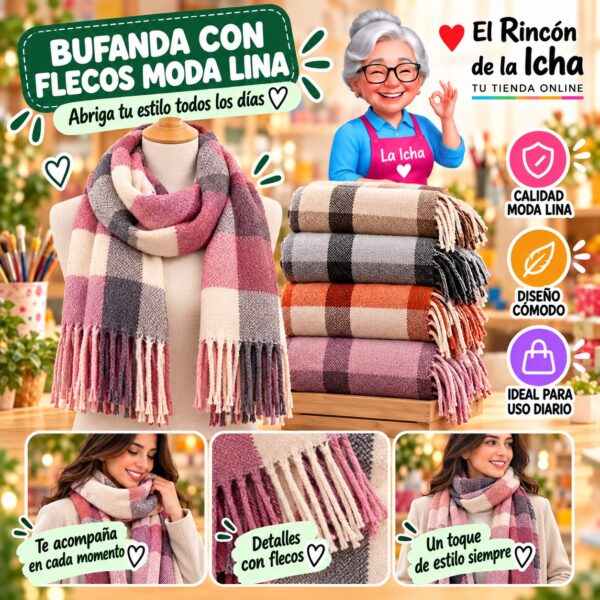 RI-ML-01121 Bufanda con Flecos Moda Lina Diseño 940034