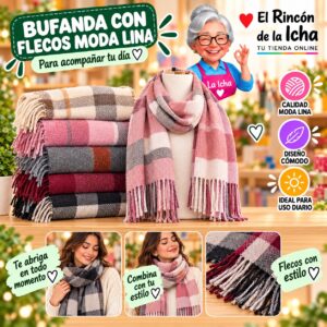 Bufanda con Flecos Moda Lina Diseño 940035