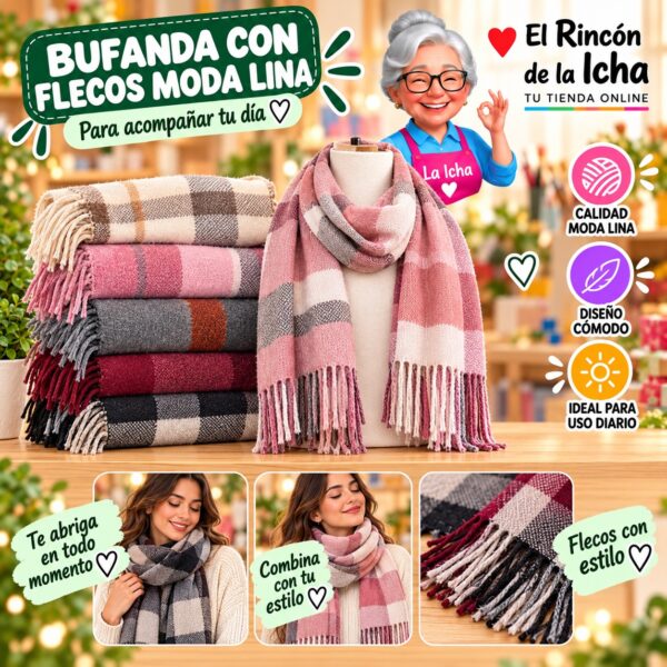 RI-ML-01122 Bufanda con Flecos Moda Lina Diseño 940035