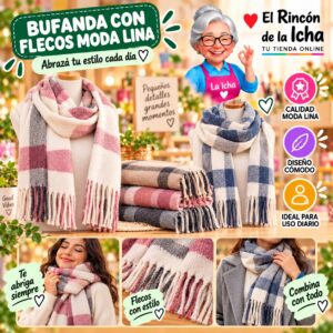 Bufanda con Flecos Moda Lina Diseño 940036