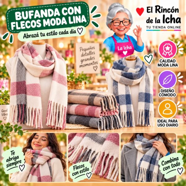 RI-ML-01123 Bufanda con Flecos Moda Lina Diseño 940036
