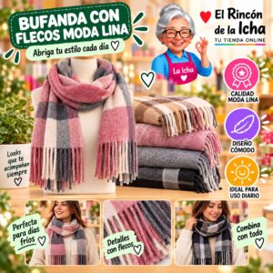 Bufanda con Flecos Moda Lina Diseño 940002