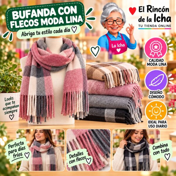 RI-ML-01124 Bufanda con Flecos Moda Lina Diseño 940002