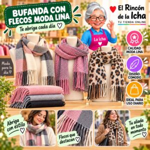 Bufanda con Flecos Moda Lina Diseño 940003