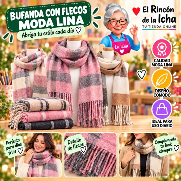 RI-ML-01126 Bufanda con Flecos Moda Lina Diseño 940004