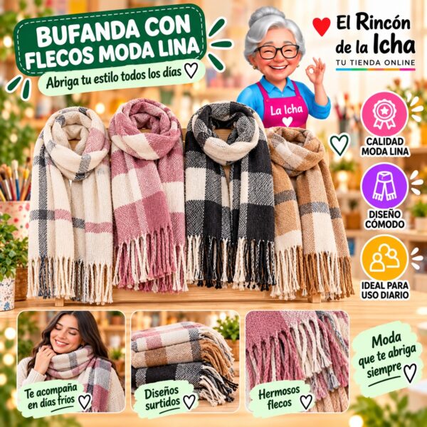 RI-ML-01128 Bufanda con Flecos Moda Lina Diseño 940011