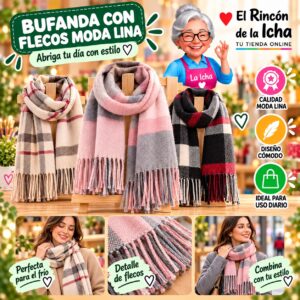 Bufanda con Flecos Moda Lina Diseño 940013