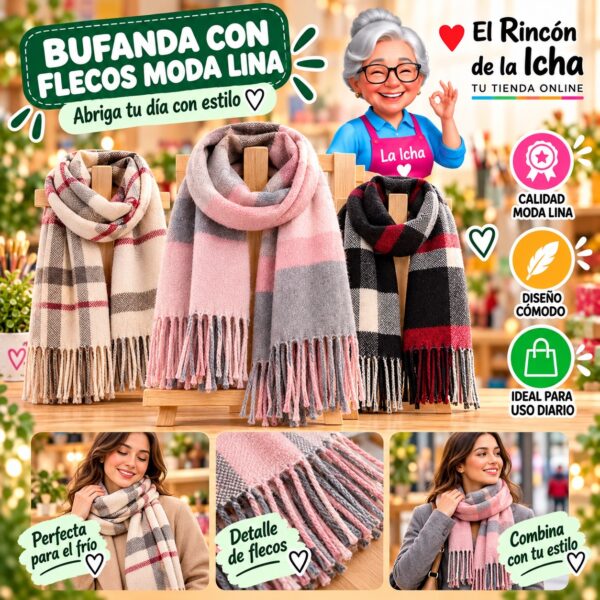 Bufanda con Flecos Moda Lina Diseño 940013