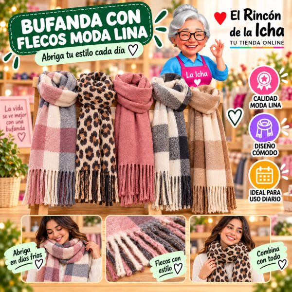 Bufanda con Flecos Moda Lina Diseño 940017