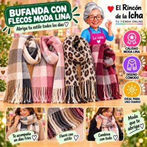 Bufanda con Flecos Moda Lina Diseño 940018