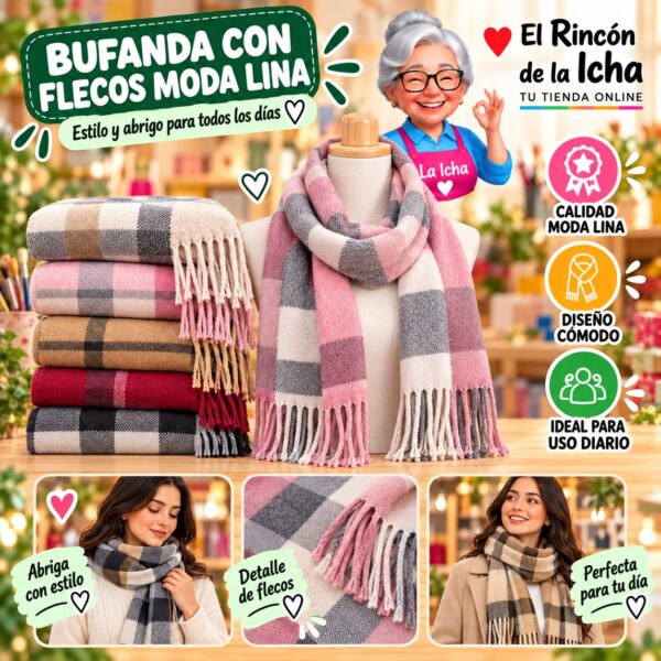 RI-ML-01133 Bufanda con Flecos Moda Lina Diseño 940028