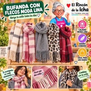 Bufanda con Flecos Moda Lina Diseño 940029