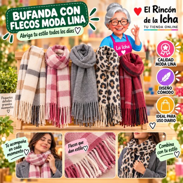 RI-ML-01134 Bufanda con Flecos Moda Lina Diseño 940029