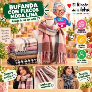 Bufanda con Flecos Moda Lina Diseño 940025