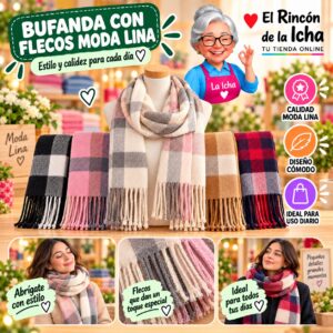 Bufanda con Flecos Moda Lina Diseño 940010