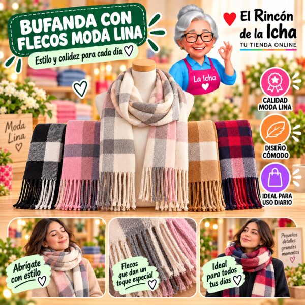 RI-ML-01137 Bufanda con Flecos Moda Lina Diseño 940010
