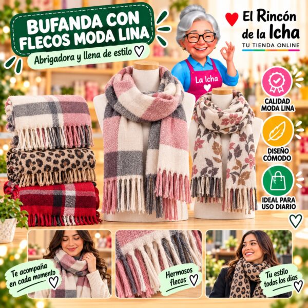 RI-ML-01139 Bufanda con Flecos Moda Lina Diseño 940033