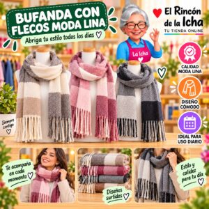Bufanda con Flecos Moda Lina Diseño 940027