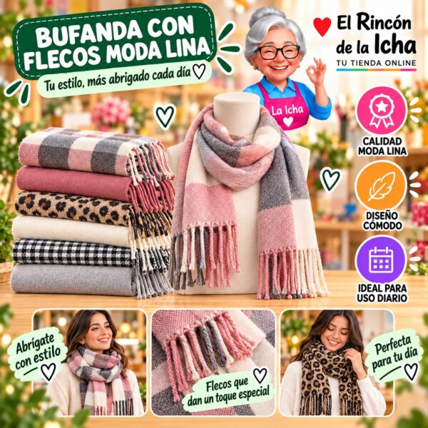 RI-ML-01141 Bufanda con Flecos Moda Lina Diseño 940023