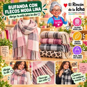 Bufanda con Flecos Moda Lina Diseño 940022
