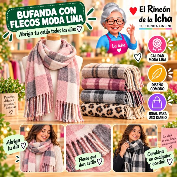 RI-ML-01142 Bufanda con Flecos Moda Lina Diseño 940022