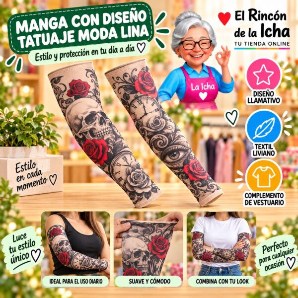 RI-ML-01384 Manga con Diseño Tatuaje Moda Lina Diseño 170175-5