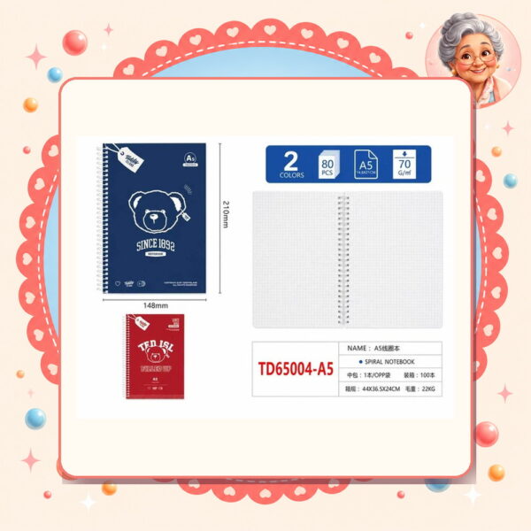Con Espiral 80hojas Teddy Island Motarro Ref. TD65004-A5
