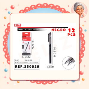 la-icha-01071 Lapiz Gel Negro C/borrador Motarro Ref. 350029