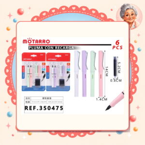 la-icha-01076 2+4pcs Boligrafos Estilografico+recambios Motarro Ref. 350475