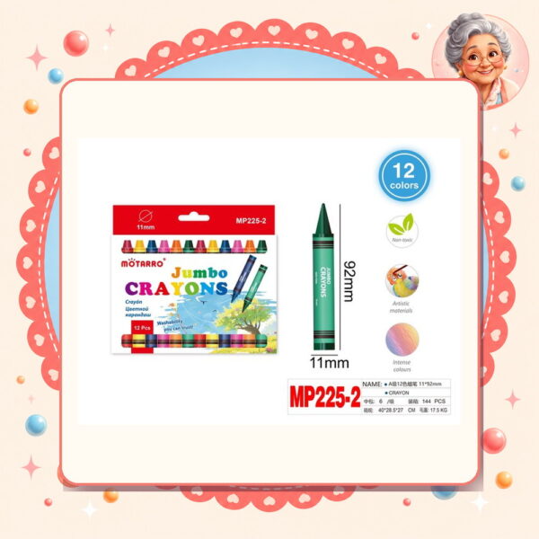 X 92mm 12pcs Lapices de Cera Motarro Ref. MP225-2