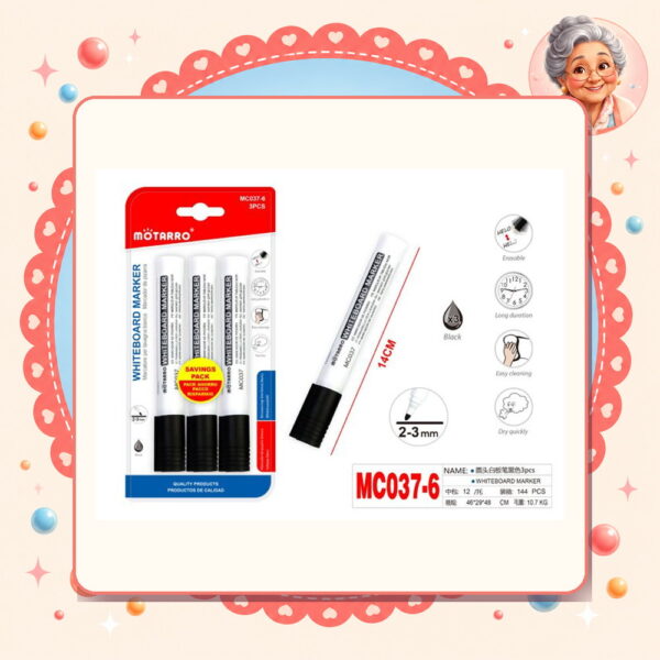 Marcador de Pizarra Negrp Motarro Ref. MC037-6
