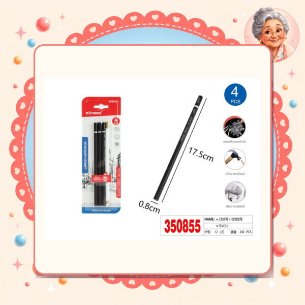 3+1pcs Lapices de Carbon+blanco Motarro Ref. 350855