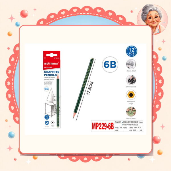 Lapices Grafito 6b Motarro Ref. MP229-6B