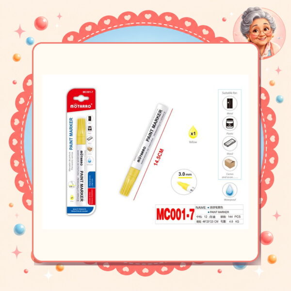 la-icha-01340 Marcador de Pintura Amarillo Motarro Ref. MC001-7