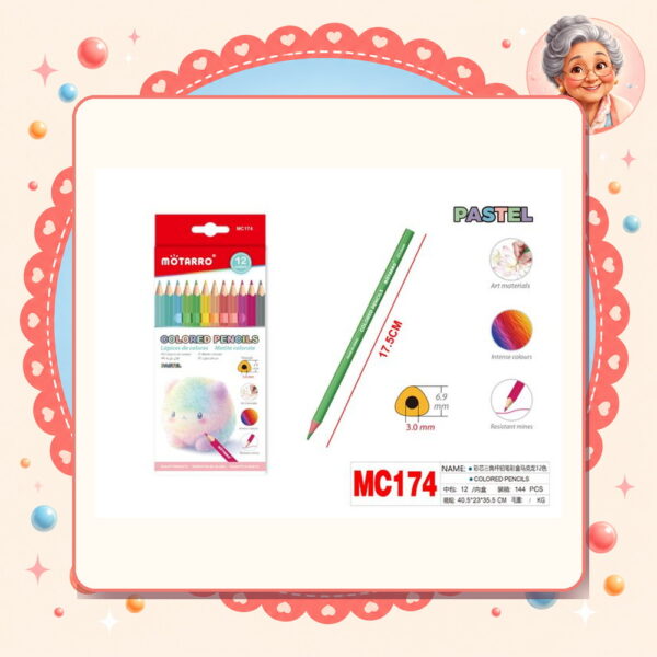 la-icha-01400 Lapices de Colores Pastel Motarro Ref. MC174