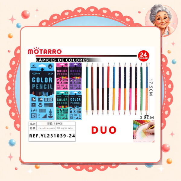 la-icha-01420 Lapices de Color Duo Motarro Ref. YL231039-24