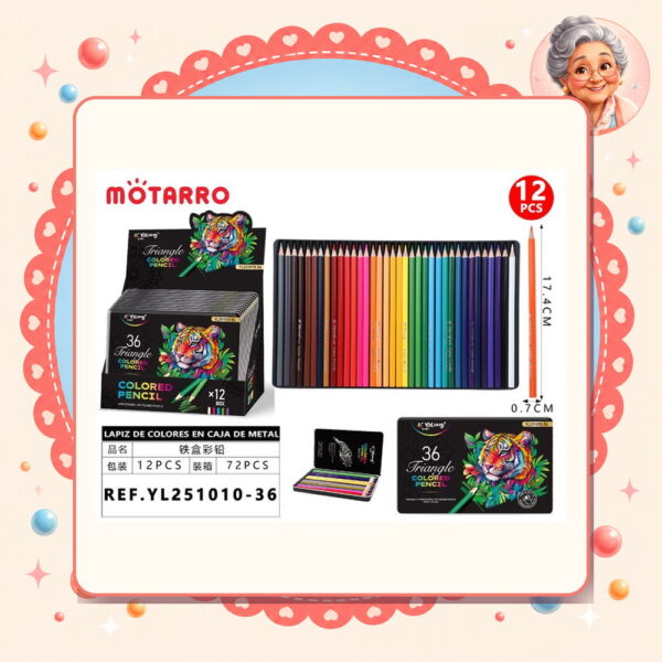 Lapices de Colores en Lata Motarro Ref. YL251010-36