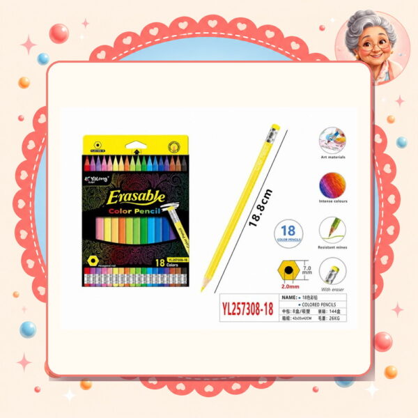 Lapices de Colores Borrable Motarro Ref. YL257308-18